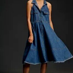 Pilcro Sleeveless Halter Swing Denim Dress